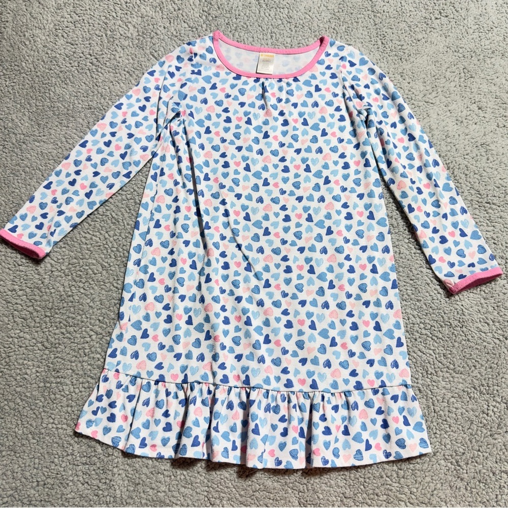 Gymboree Girls Heart Print Nightgown Dress Long Sleeve Size S (5–6)